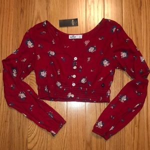 Hollister Button Down Long Sleeved Cropped Shirt